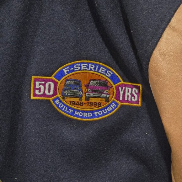 Vintage FORD F-Series 50 Years Jacket 1948 1998 Wool Leather Sleeves Canada S - Picture 2 of 5